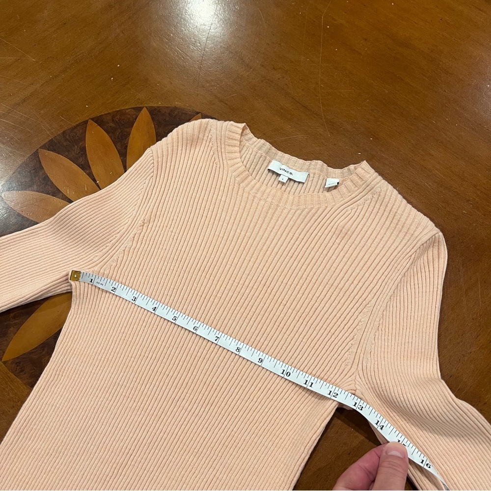 VINCE Marled Rib Crew Pullover Sweater Rose Water/Petal Still Large Knit Wool - Picture 15 of 16